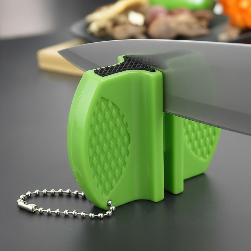 Aiguiseur couteau professionnel vert en action rapide kitchenpro