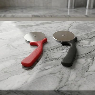 Couteau à pizza rouge noir lama d'oro