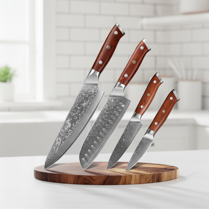 couteau de chef lame motif damas