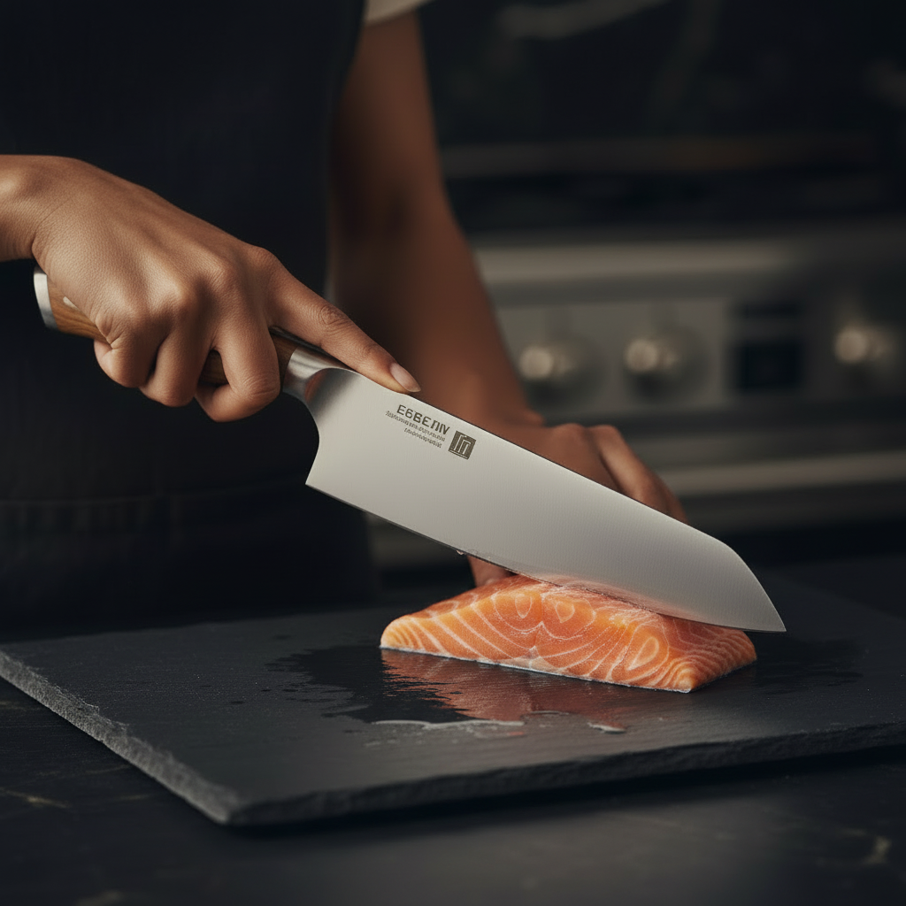 couteau de cuisine poignée ergonomique acier allemand olivier
