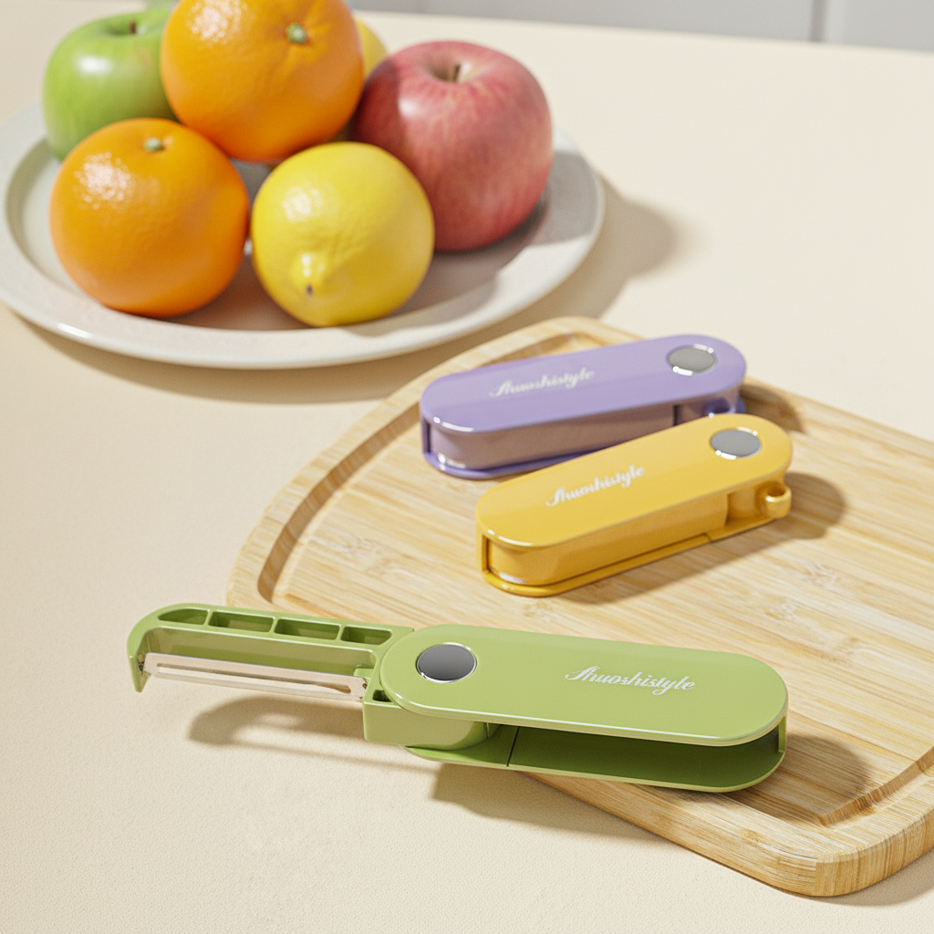 économe cuisine vert jaune violet pliable ultra compact