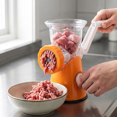 Hachoir a viande manuel orange robuste