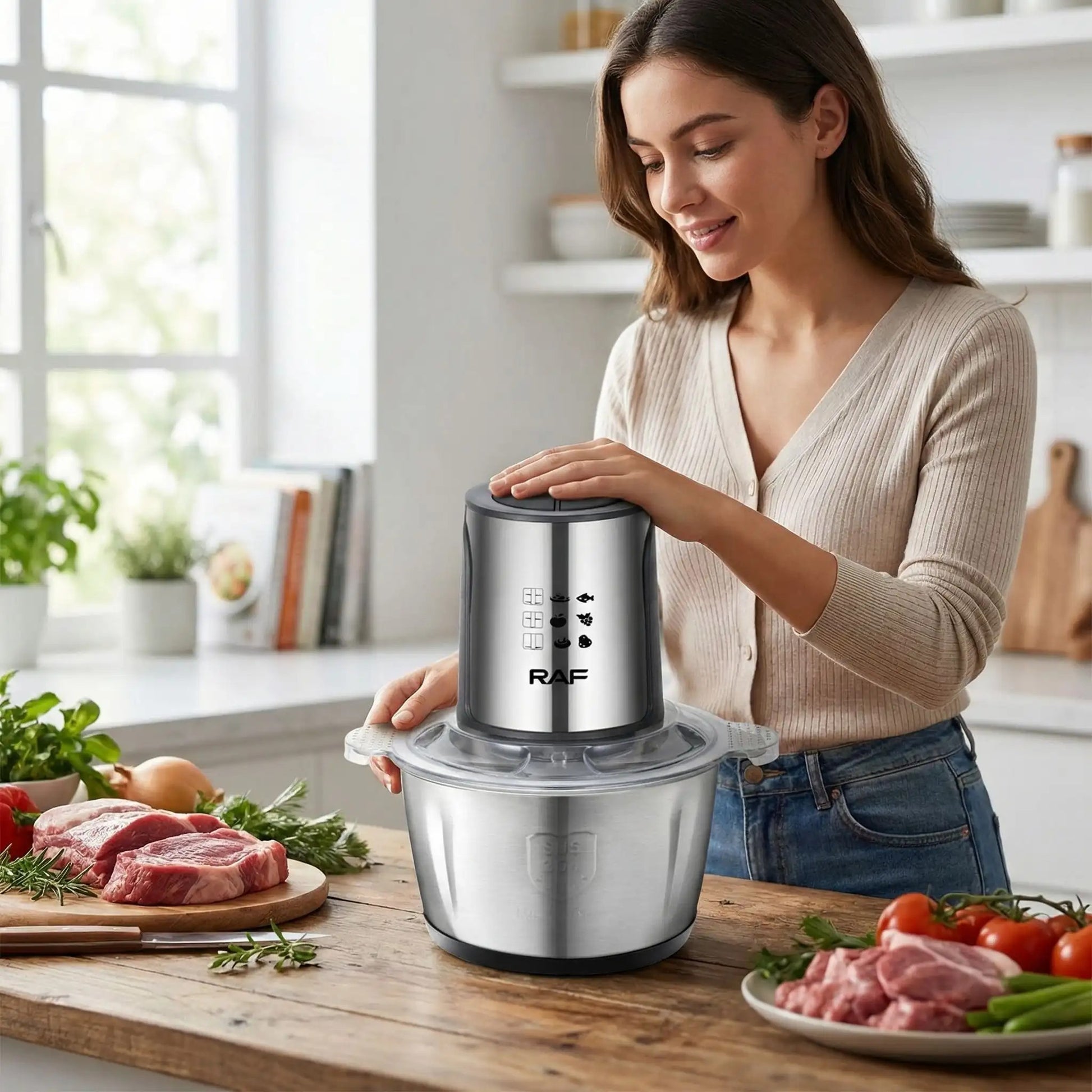 hachoir viande électrique bol acier multispeed pro