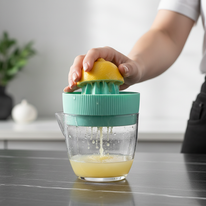 Main pressant un citron avec le presse citron extrapress