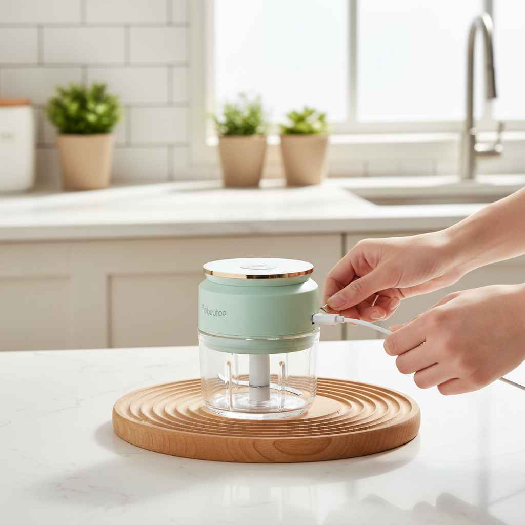 mini hachoir électrique 3 lames silencieux compact