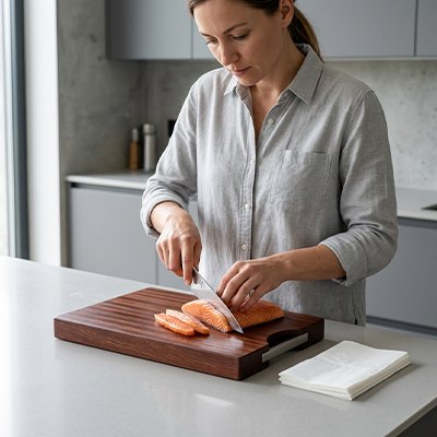 Planche à découper bois antibactérienne élégante et robuste