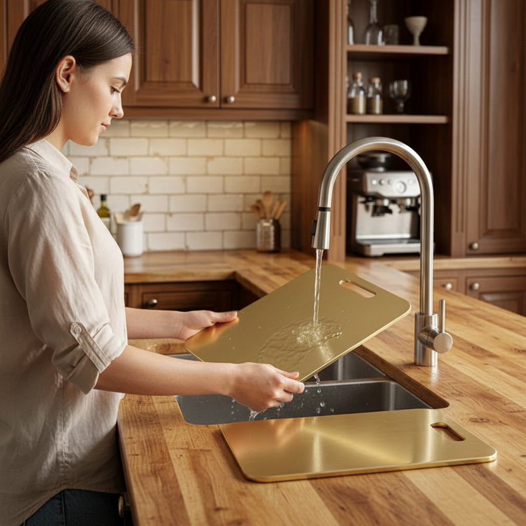 planche  à découper en inox entretien simple trio premium