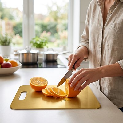 Planche à découper en inox stable trio premium