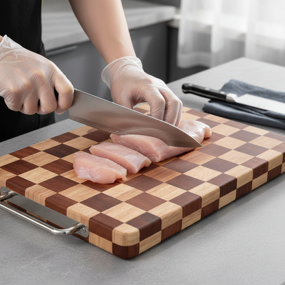 planche bois a decouper damier en bois de santal