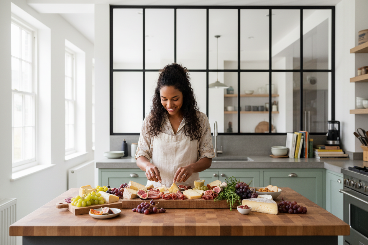 Préparation d'un plateau apéro convivial