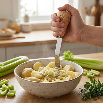 Presse purée manuel base perforée inox premium