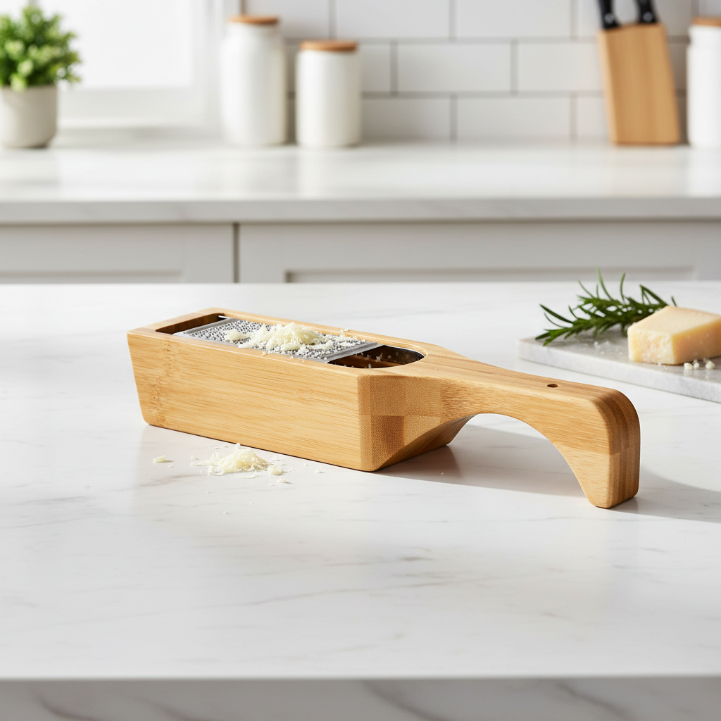 râpe à fromage bois dense bambou récipient intégré