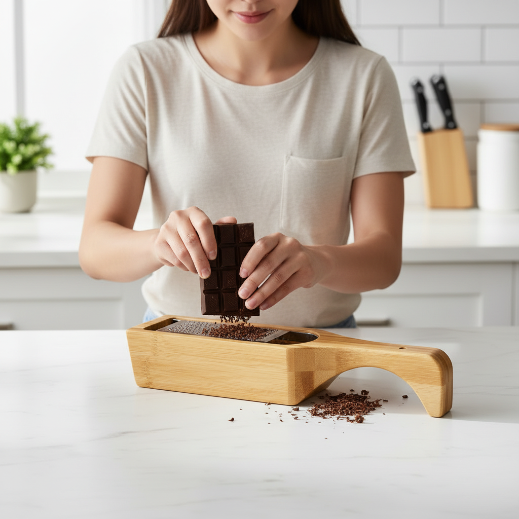 râpe à fromage pratique bambou récipient intégré