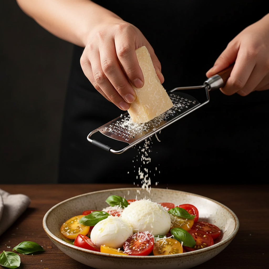 râpe parmesan italienne manche bois lot 4 inox ergonomique