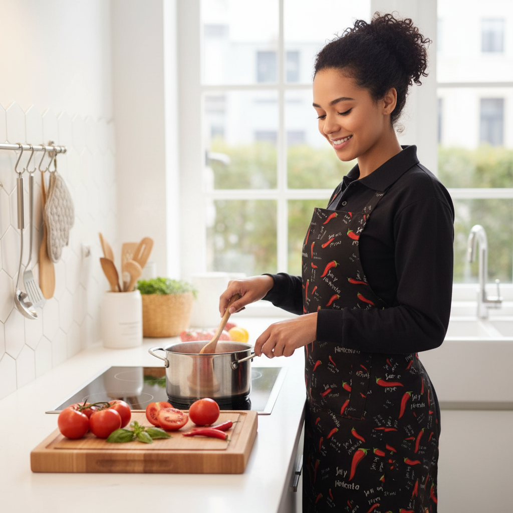 tablier cuisine polyester piment
