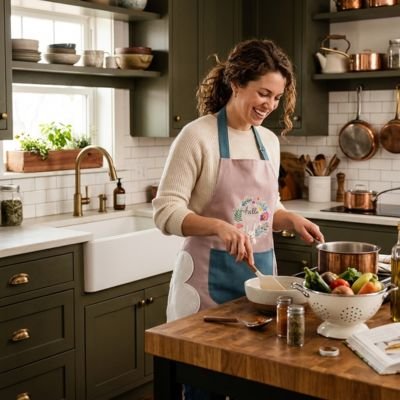 Tablier de cuisine col licou lapin délice