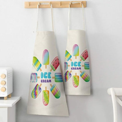 Tablier de cuisine coton lin crème glacée