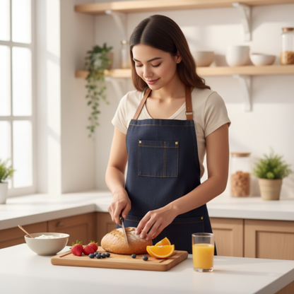 tablier de cuisine femme ajustable denim premium