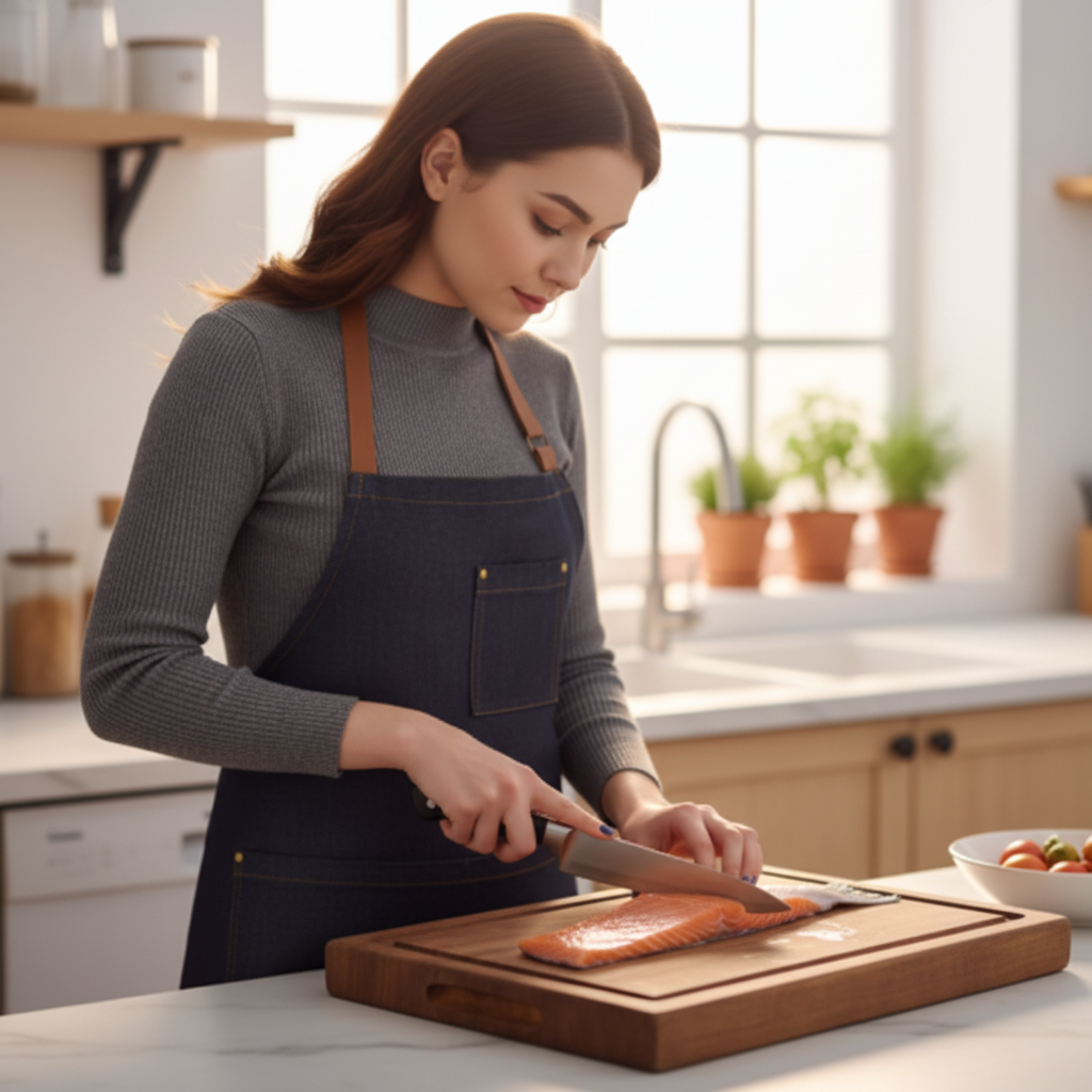 tablier de cuisine femme coton denim premium