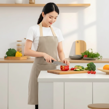 tablier de cuisine rayé coton lin élélgant