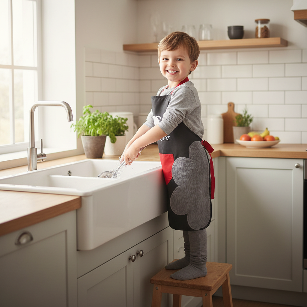 tablier enfant cuisine col licou imperméable autonomie