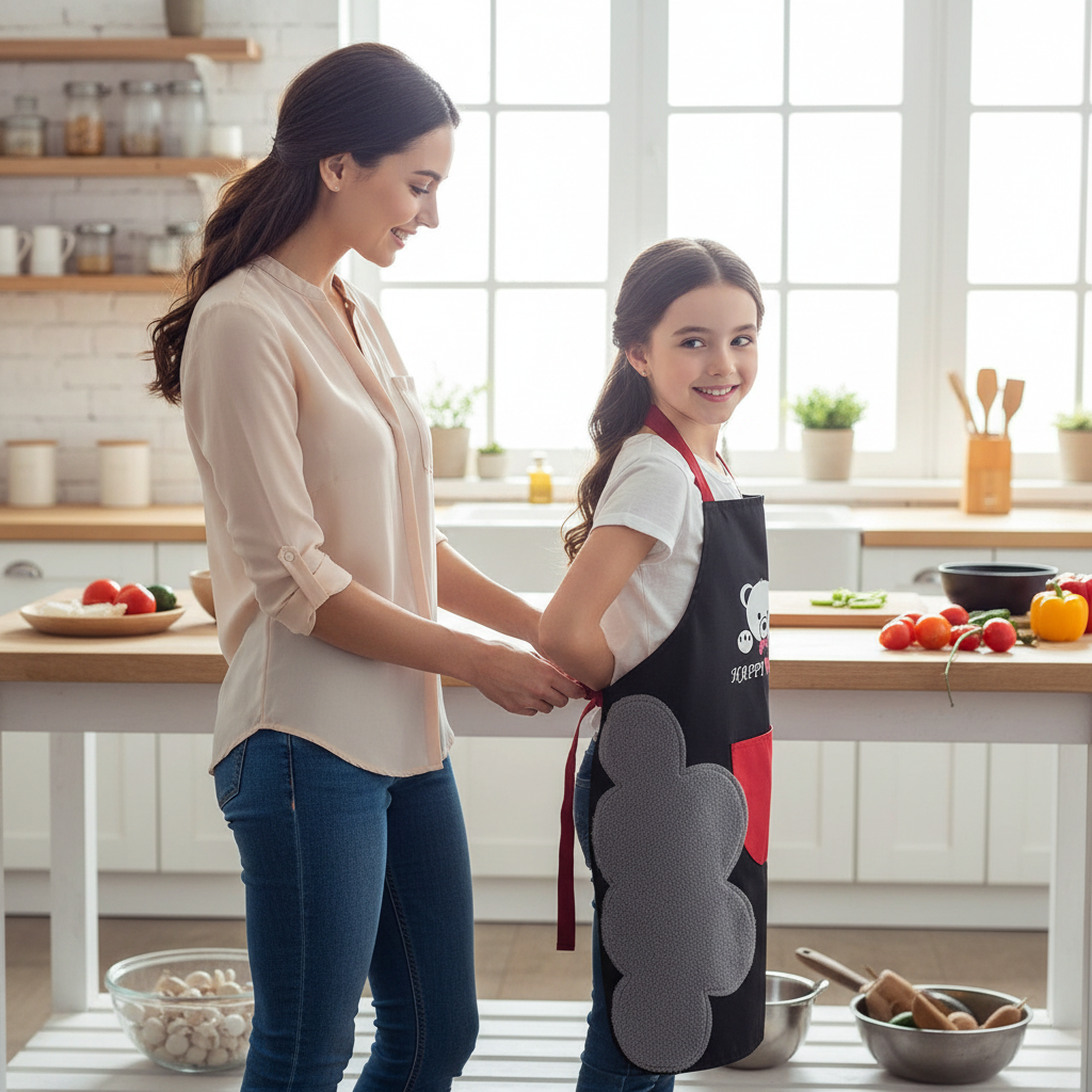 tablier cuisine enfant essuie mains intégré imperméable autonomie