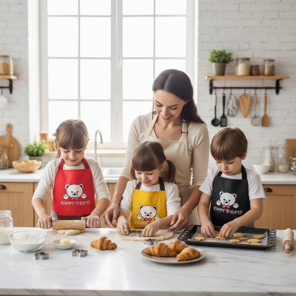 tablier cuisine enfant motif ours imperméable autonomie