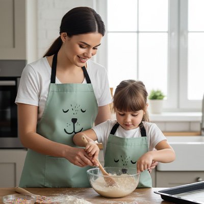 Tablier moment partage famille duo chef